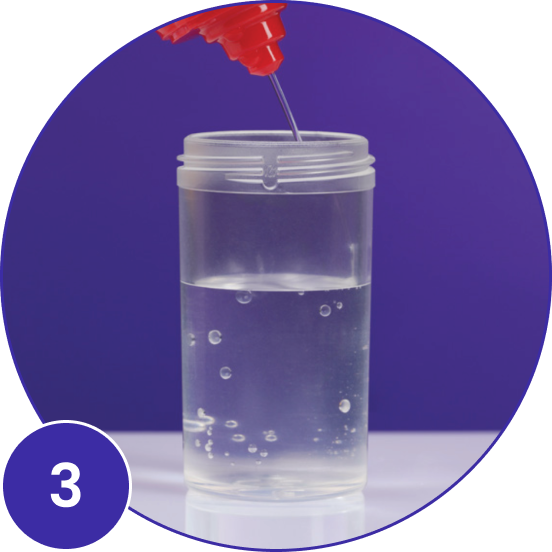Number 3 - contact lens solution squirting from bottle into case, filling up case