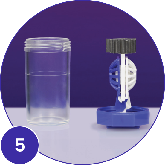 Number 5 - empty contact lens cleaning case and case lid sitting upside down